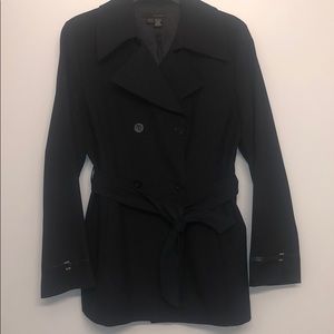 Zara belted blazer , leather on cuff detail sz 8